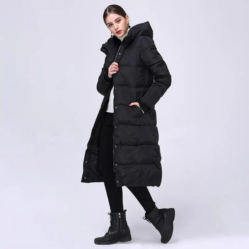 Парка с длинным капюшоном для женщин зима красный черный более размер d пальто женские толстые теплые тонкие длинные куртки плюс размер XXXL ВИНТАЖНЫЕ пальто - Цвет: black