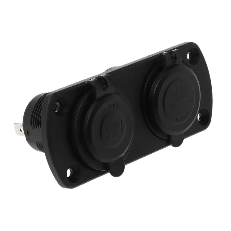 

12V 24V Dual USB 2.1A Car Charger Power Adapter with Touch Switch LED Light Outlet for Car Boat Marine Motorcycle Scooter RV DIY