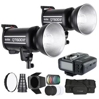 

Photography Studio Light Kit with 2*Godox 600W Strobe Flash Wireless Transmitter Softbox Conical Snoot Diffuser Carrying Bag