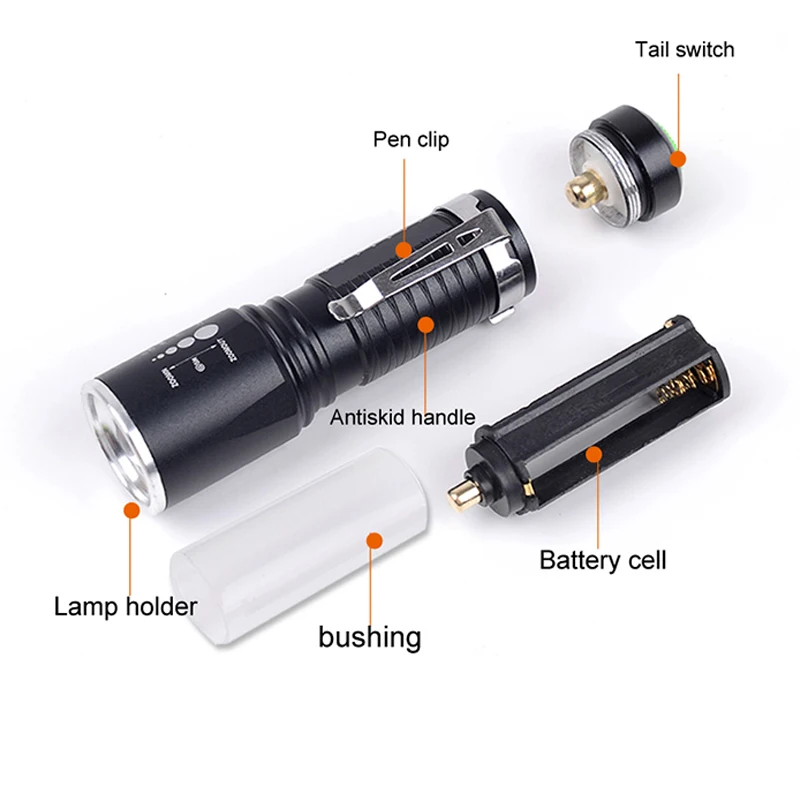 XM-L T6 светодиодный тактический вспышки светильник 8000 люмен 5 режимов Портативный лампа водонепроницаемый фонарь фонарик светильник использовать 18650 типа AA или AAA Батарея Зарядное устройство