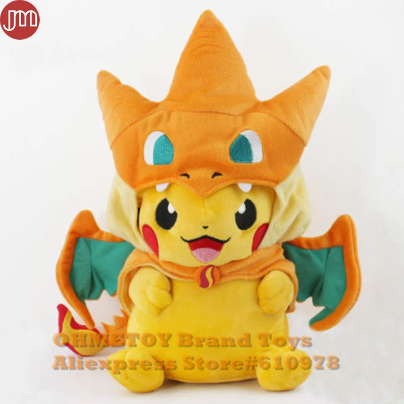 Ohmetoy Пикачу с Charizard подкладкой мягкая игрушка Косплэй bonecas кукла животных 25-35 см Kawaii Brinquedos