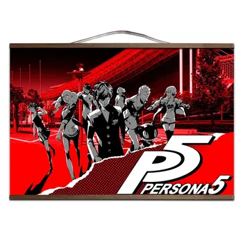 

Persona 5 Classic Anime Video Game Comic Cartoon Character Poster Canvas Home Room Wall Printing Decor with solid wood hanging