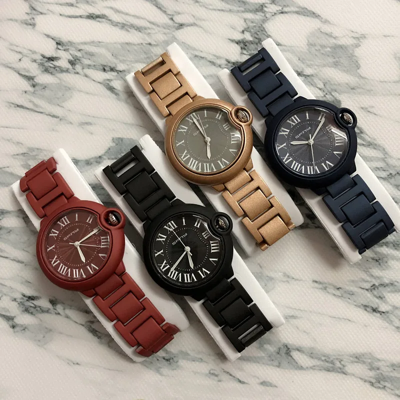 

2019 New High Quality Push Button Hidden Clasp Steel Belt Watch New Year Gift Watch Personality Design Roman Dial Watch