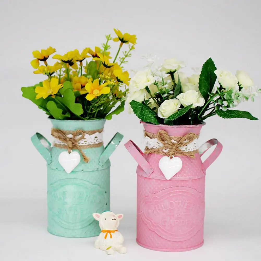 

Simple Innovative Cylindrical Flowerpot Room Personalized Flower Planter Shop Pastoral Ornament Iron Craft Planting Flower Vase