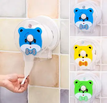 

1PC Cute Bear Plastic toilet paper holder bathroom roll paper holder yellow green blue color Creative Roll tissue box ENP 002