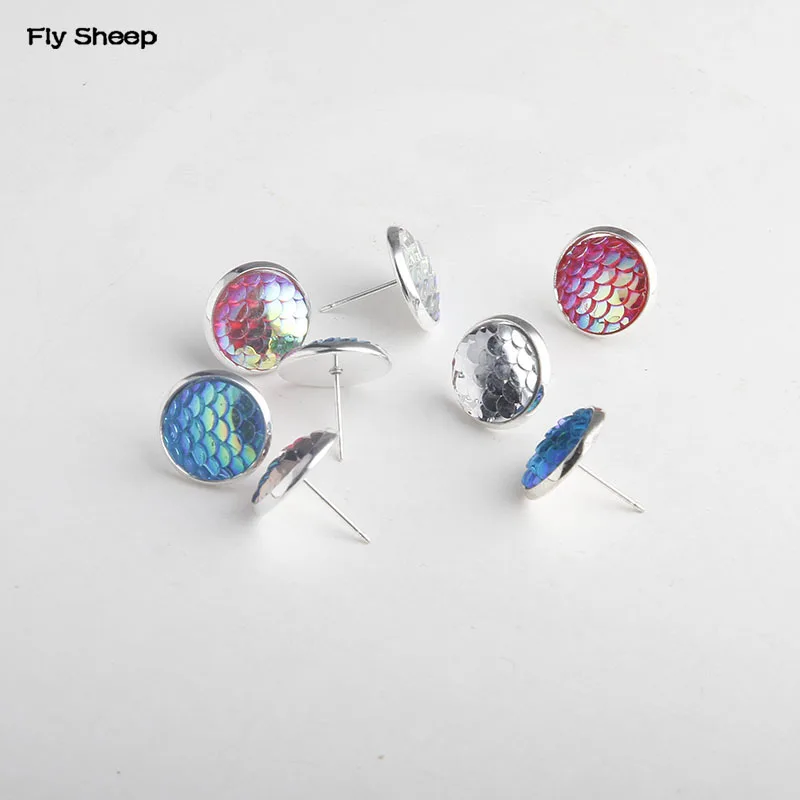 Handmade Resin Dome Seals Cabochon Round Earrings ...