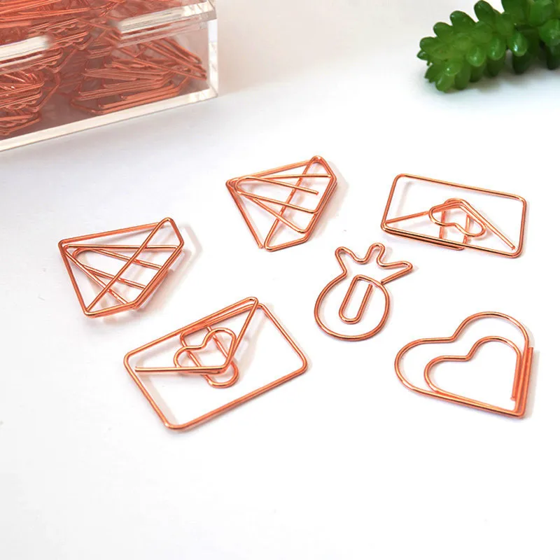 

1 Pcs Rose Gold Boomark Planner Paper Clips School Office Supplies Stationery Memo Clip Metal Binder Paperclip Free Shipping