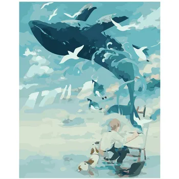 

WONZOM Whale Paino-DIY Oil Paint By Numbers kit for adults,Wall Art picture,Digital Canvas Painting by numbers 40X50cm