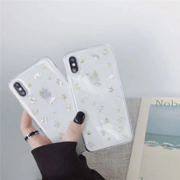 

Simple Star Moon Drop Glue Case For iphone X XR XSMAX Case For iphone 6 7 8 PLus Back Cover Powder Phone Cases