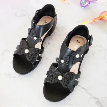 

Summer children's pearl sandals 2019 new girls sandals bow low heel sandals