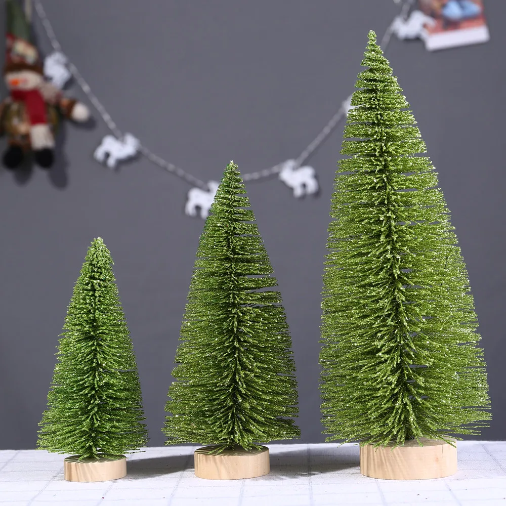 3D мини-светильник для рождественской елки Зеленая сосна с деревянной основой 1 шт. DIY ремесленный стол Рождественское украшение для дома подвесные украшения Подарочные игрушки
