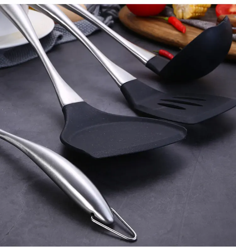 Silicone kitchen Cooking Tools Spatula Heat-resistant Soup Spoon Non-stick Utensils Cooking Shovel Baking Gadgets Accessories