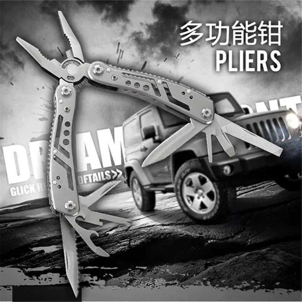 

Multi-function pliers outdoor camping survival multi-purpose JEEP tool portable knife stainless steel folding multi-function gif