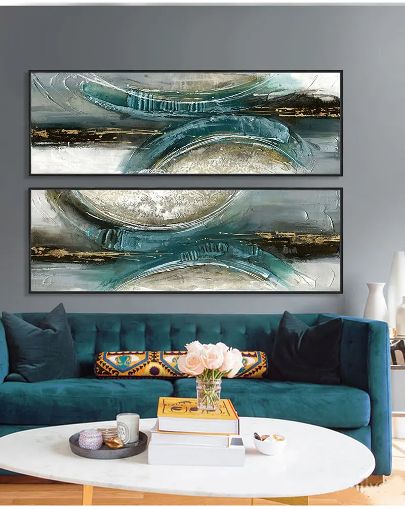 

canvas paintings oil painting abstract modern blue-green for living room wall art cuadros modernos home decor posters cuadros