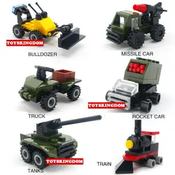 Горячий автомобиль мир поделки Building Block 6 шт. бульдозер военные ракеты грузовик Танк Поезд кирпичи развивающие игрушки для детей
