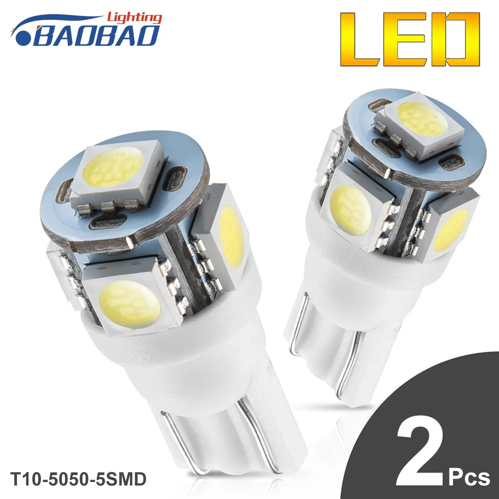

2pcs T10-5050-5SMD Car Clearance Lights top quality W5W Reading Light 194 License Plate Light car styling Dome Light