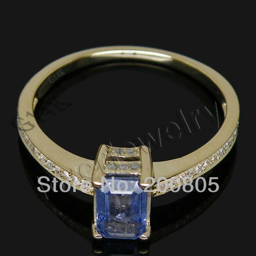 

Vintage Emerald Cut 4x6mm 14Kt Yellow Gold Diamond Sapphire Ring SR00116