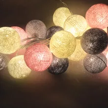 Кремово-розовый-серый хлопок мяч струны рождественские фонари вечерние дома патио Свадьба романтический декор C-002
