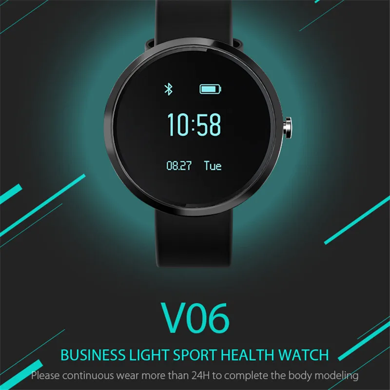 V06 Smart Wristband OLED Blood Pressure Tracker Heart Rate Monitor Alcohol Allergy for Android IOS Smart