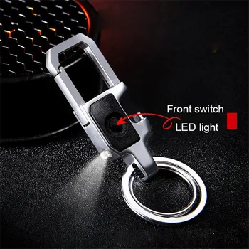 

Bycobecy Men Black Metal Keychain Business Style LED Light Opener Multi-function Car Bag Key chain for Men Keyring