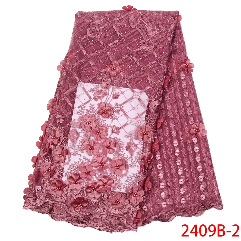Африканская кружевная ткань высокого качества 3D аппликация кружева для свадьбы свадебное платье Французский Тюль кружевная ткань с бисером KS2409B-8