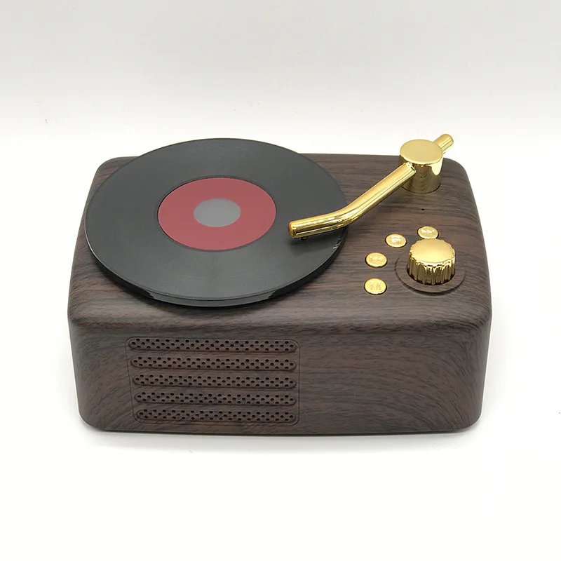 

New T12 retro phonograph wood nostalgic wireless mobile phone Bluetooth speaker creative mini gift small stereo