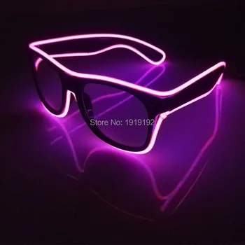 

el glasses El Wire Fashion Neon Light Up Shutter Shaped Glow Sun Glasses Rave Costume Party DJ Bright SunGlasses By 3V Driver