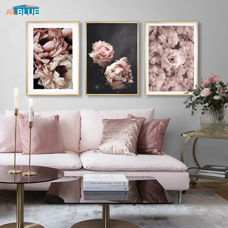 Scandinavian Style Peony Flower Painting Wall Art Canvas Posters And Prints Nordic Decorative Picture For Living Room Home Decor