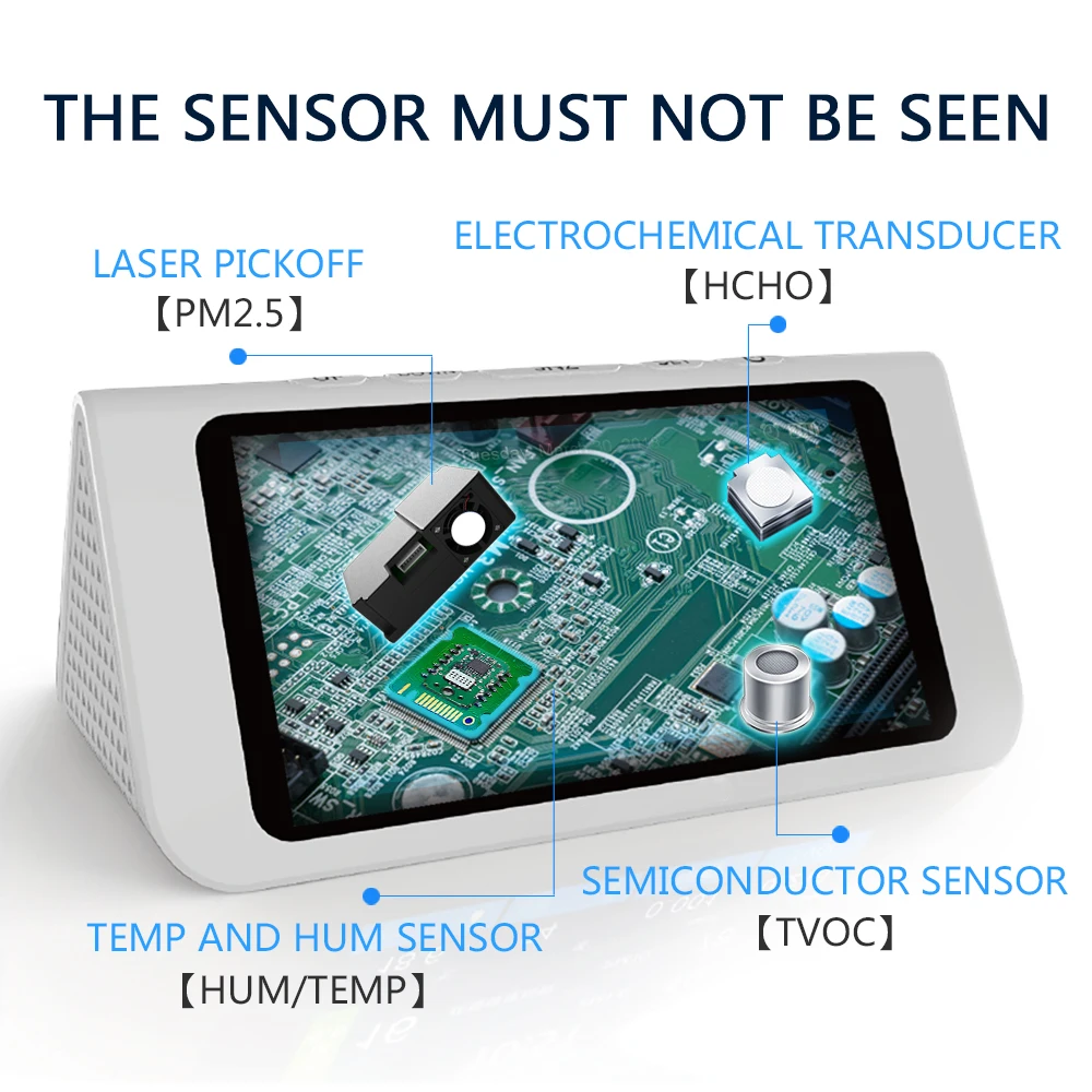 Высокая точность " большой экран PM2.5 PM1.0 PM10 HCHO TVOC AQI детектор термометр гигрометр анализатор качества воздуха