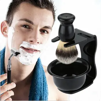 

3 In 1 Men's Safety Manual Razor Set Acrylic Stand Holder Wet Shaving Beard Razors Shaving Brush Bowl Shaver Brush Tools Set