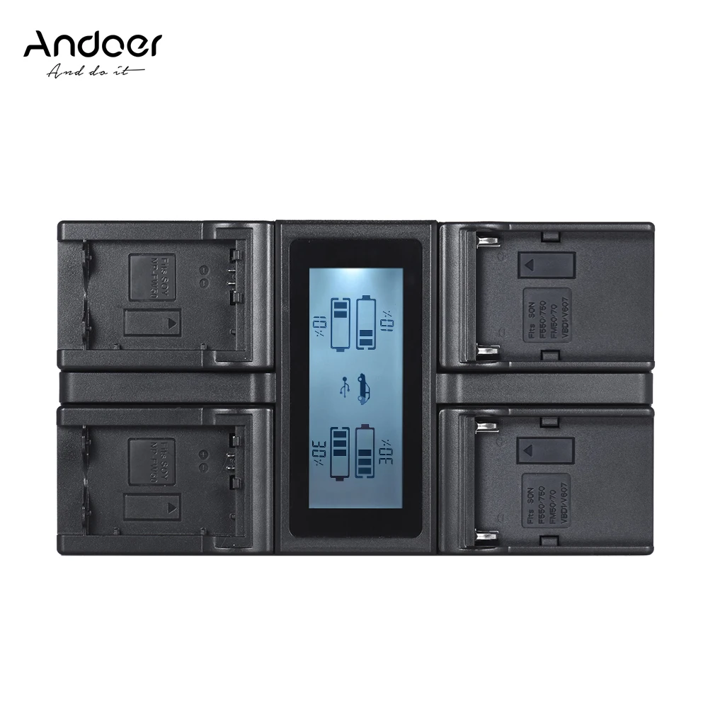 

Andoer Camera Battery Charger NP-FZ100 4-Channel LCD Digital Camera Battery Charger for Sony A7III A9 A7RIII A7SIII