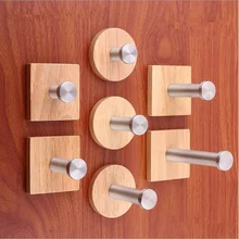 

4pcs/pack Wall storage hook high quality Home Decoration M glue self-adhesive Key housekeeper Solid wood stainless steel Clothes