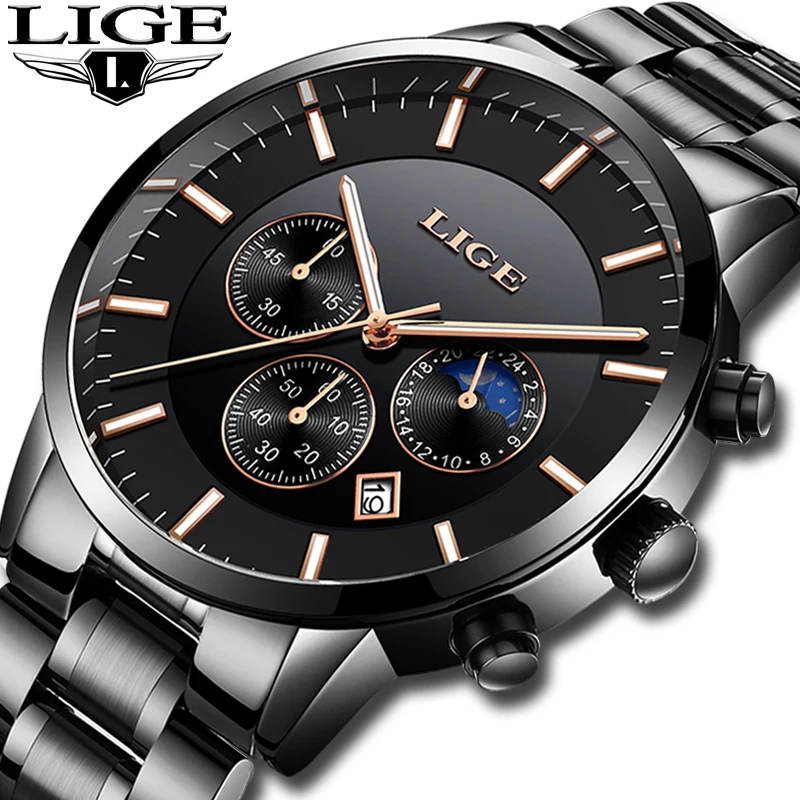 LIGE для мужчин s часы лучший бренд класса люкс для мужчин спортивные Военная Униформа часы для мужчин нержавеющая сталь