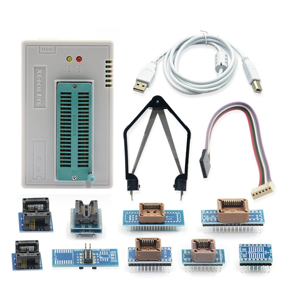 

Original New TL866II Universal Minipro USB Programmer TL866II PLUS V8.33 High speed Programmer+10 Items IC Adapters