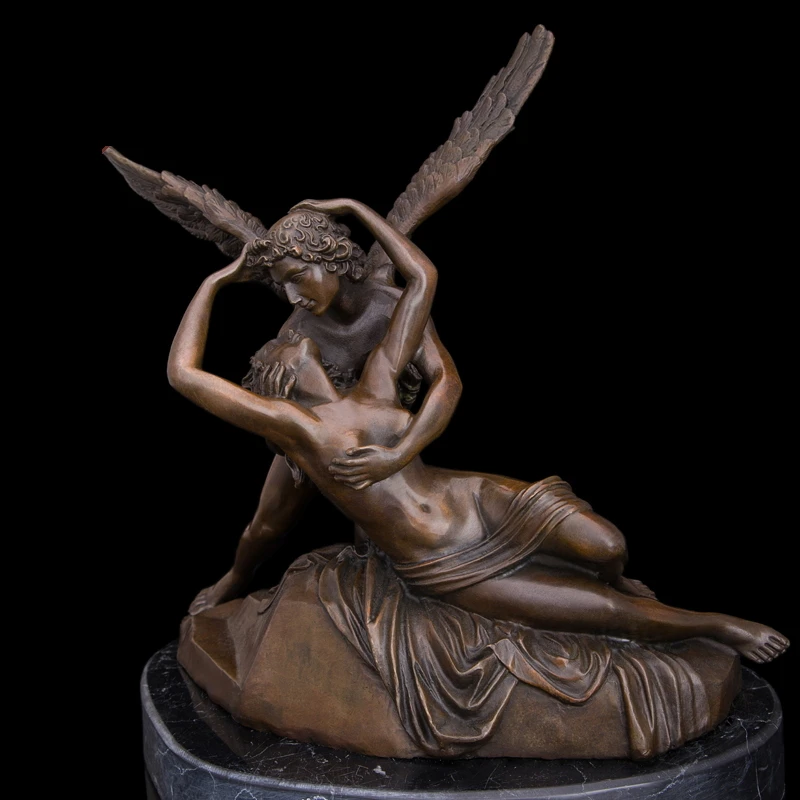 

Arts Crafts Copper Greek mythology Cupid and Psyche Bronze statues love kiss famous sculptures romantic wedding decor