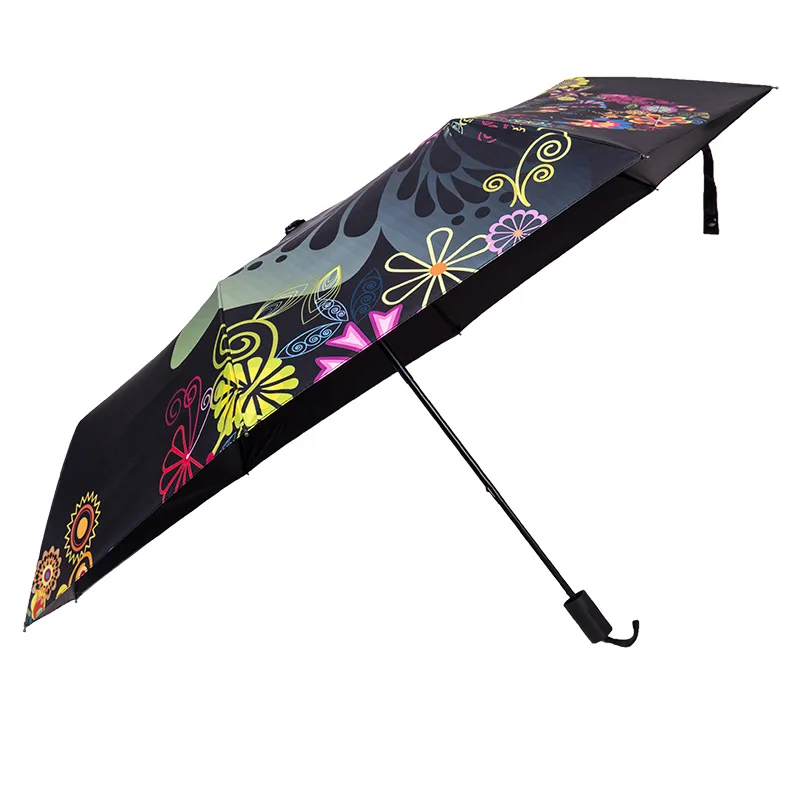 Yesello Бабочка складной зонтик большой ветрозащитный для женщин дождь зонты Леди ветрозащитный черное покрытие цветок зонтик