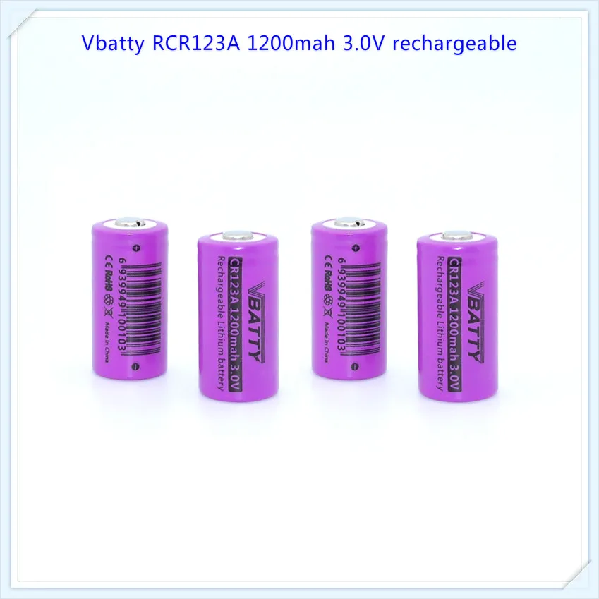 1 шт./лот, новинка, Vbatty CR123A, 1200 мА/ч, аккумуляторная батарея, 3. В, литий-ионная батарея, Vbatty, с кнопкой сверху