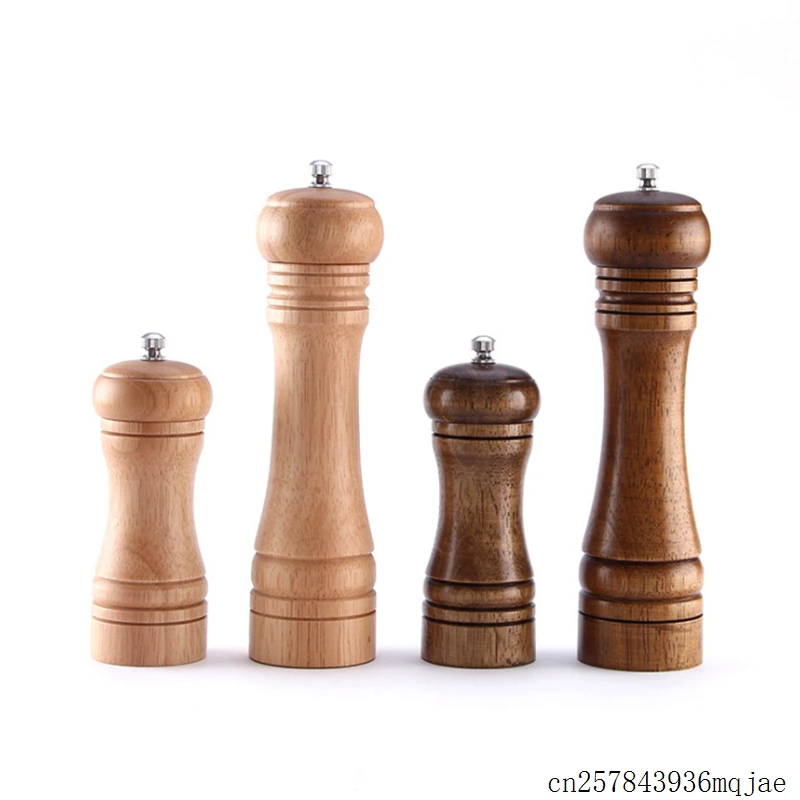 

30pcs Wooden Salt & Pepper Grinders Rubberwood Shaker Spice Mill Pots With Ceramic Grinding Cord 5/8 inch Table Kitchen Tools