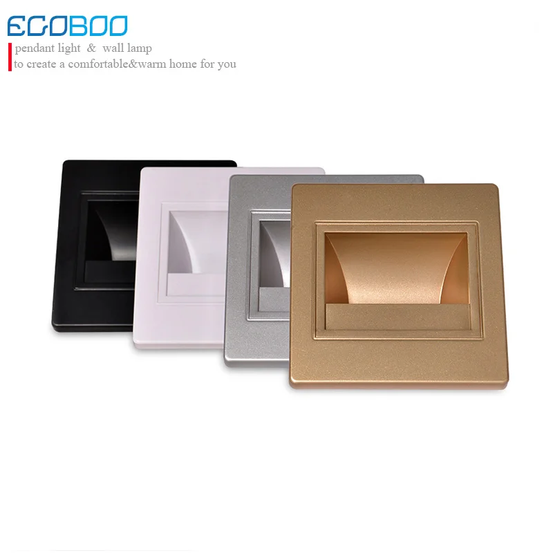EGOBOO Recessed Led Stair Light New Lamps Arandela Modern 100-240v 1.5w Wall Lights In Step Lamp Indoor 2pcs/lot