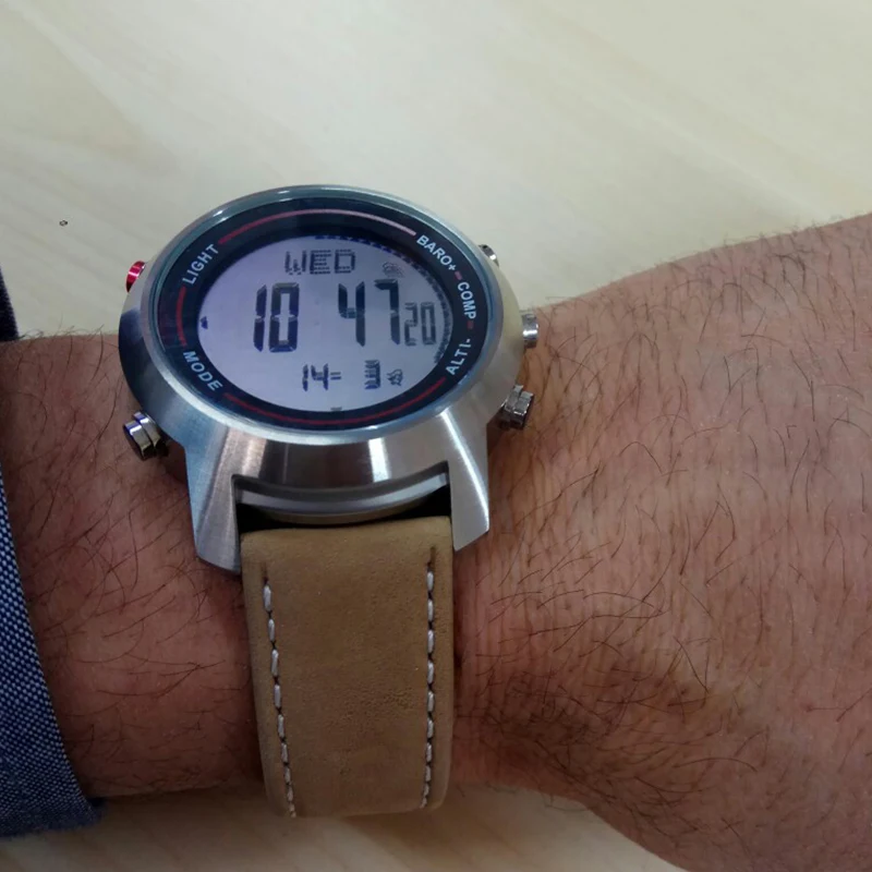 CAINO Men Sports Digital Wristwatches Compass Altimeter Barometer Leather Band Fashion Outdoor Watches Clock Relogio Masculino