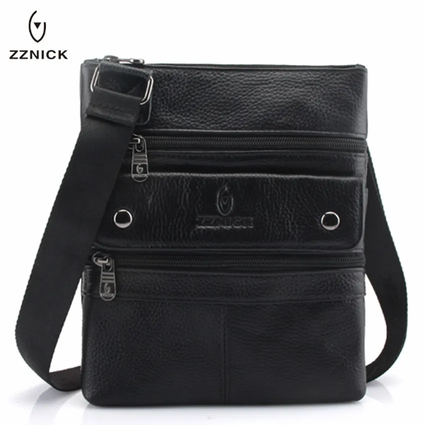  ZZNICK 2019 Genuine Leather Men Messenger Bag Hot Sale Male Small Man Fashion Crossbody Shoulder Ba - 32861331883