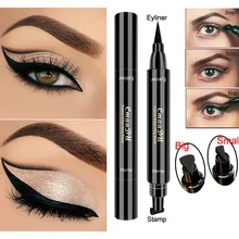 Двойная головка Печать ручка черная жидкая подводка для глаз карандаш супер кошка стиль штамп подводка для глаз точка татуировки
