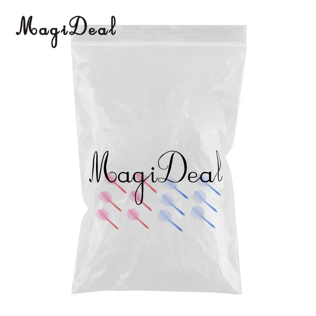MagiDeal High Quality 12x Transparent 2BA Thread Dart Shafts & Dart Flights Connection Red & Blue