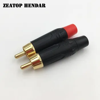 

100Pcs RCA Connector High quality RCA Male Connector Gold Plating Audio Adapter Black&Red Pigtail Speaker Plug for 7MM Cable