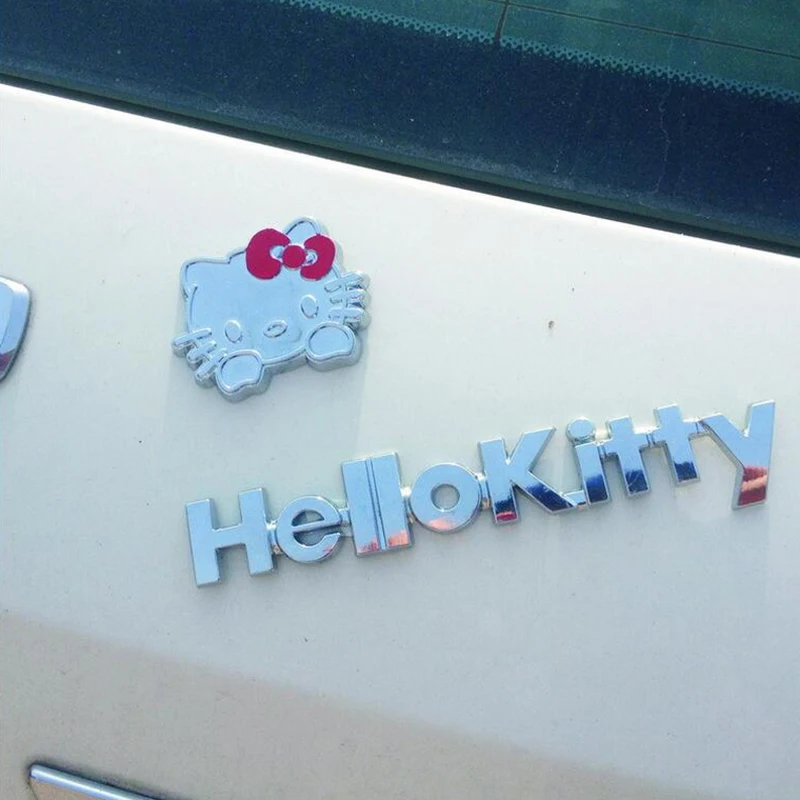 Metal Hello Kitty KT Cat Car Stickers Pure Metal