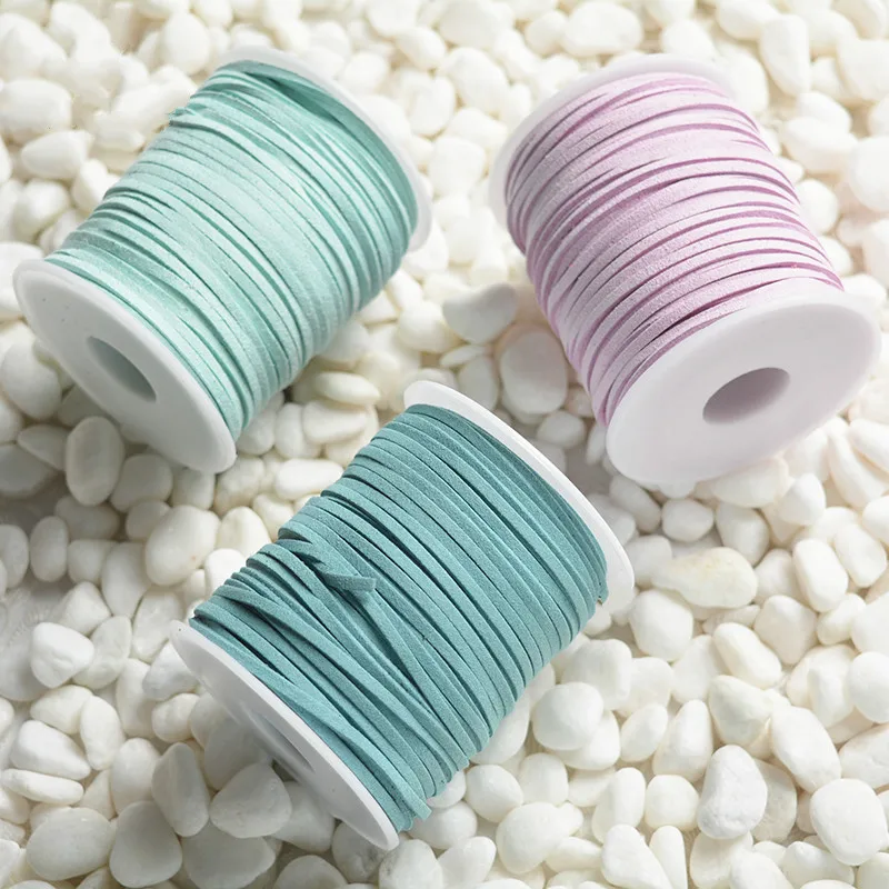 50 ярдов нитка кисточка букет упаковочный материал веревка многоцветная плоская Искусственная Замша корейский кожаный шнур для ожерелья и браслетов