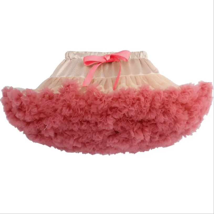 

Ruffle ivory and coral tutus fluffy girls pettiskirts matching mother daughter clothes dancing girl skirt