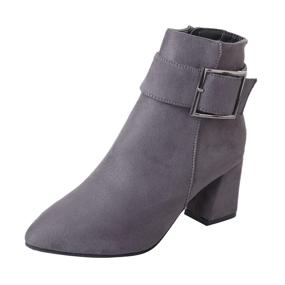 

2018 Autumn Winter Women Boots Solid European Ladies shoes Martin boots Suede Leather ankle boots with thick scrub size 35-40
