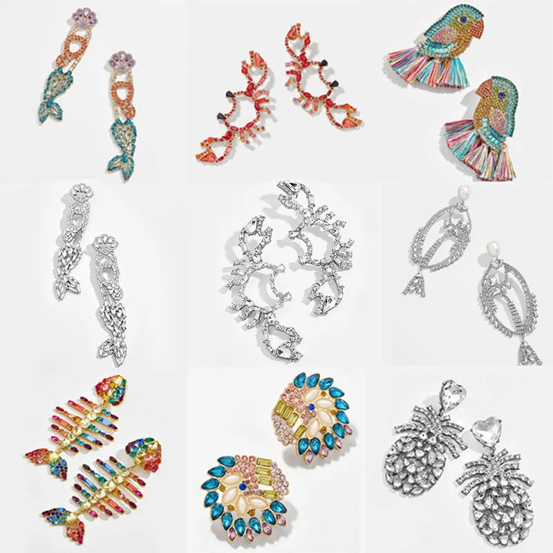 

Dvacaman 2019 New Bohemian ZA Glass Crystal Drop Earrings for Women Wedding Jewelry Vintage Shiny Chic Party Statement Earrings