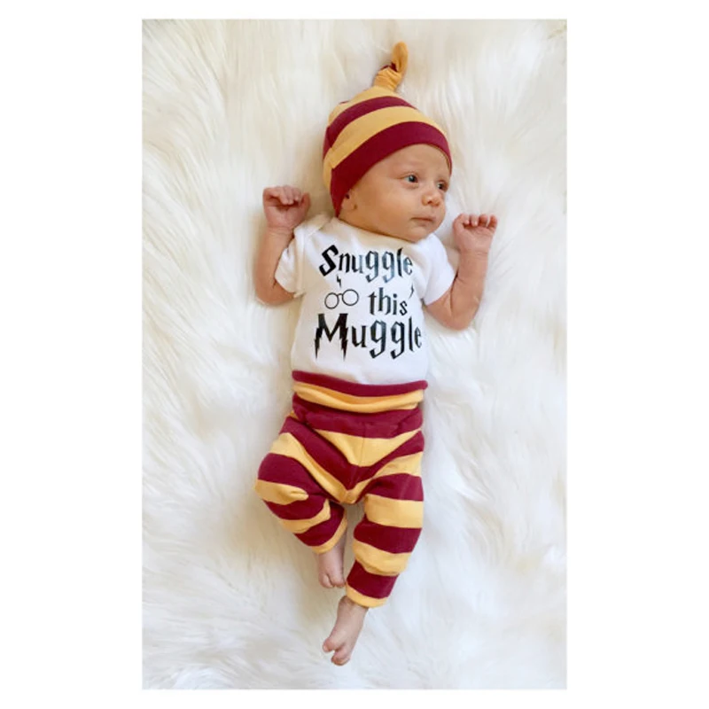 NEW Snuggle This Muggle Baby Boys Short Sleeve Bodysuit Pants Hat Outfit Set